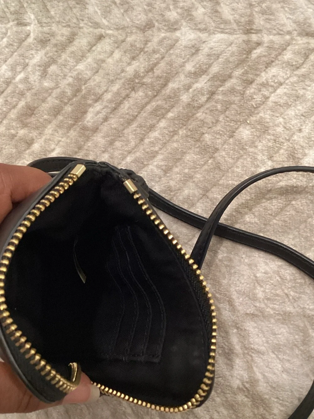 Tory Burch Black Leather Mini Crossbody with Gold Logo Medallion